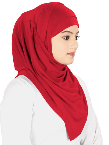 Two Piece Instant Red Viscose Jersey Hijab