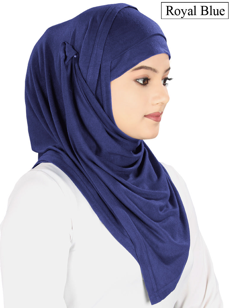 Two Piece Instant Royal Blue Viscose Jersey Hijab