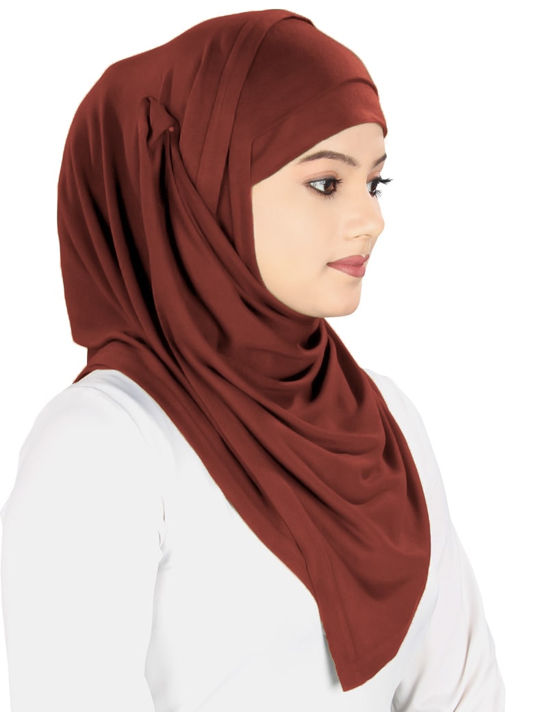 Two Piece Instant Rust Red Viscose Jersey Hijab