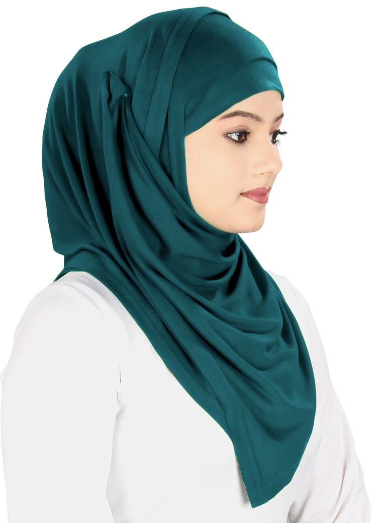 Two Piece Instant Teal Viscose Jersey Hijab