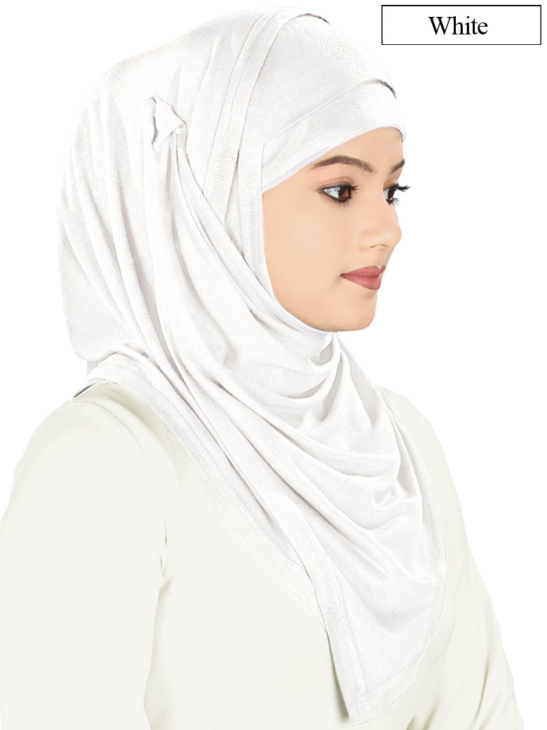 Two Piece Instant White Viscose Jersey Hijab