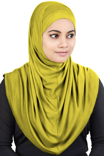 Two Piece Al-Amira Mustard Green Viscose Jersey Hijab
