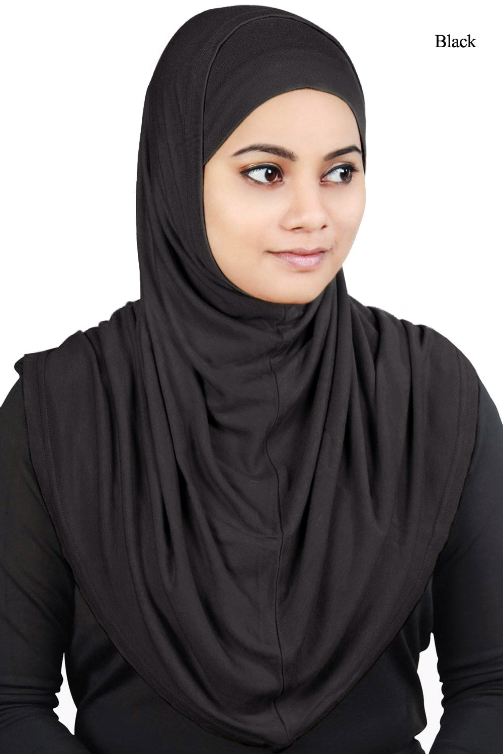 Two Piece Al-Amira Black Viscose Jersey Hijab