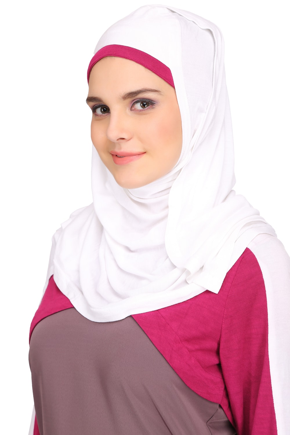 Subhiyah White & Magenta Jersey Hijab