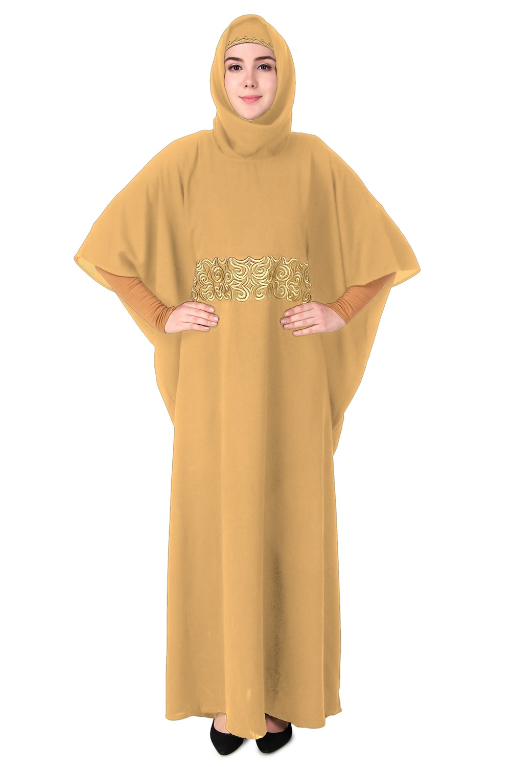 Hand Gold Embroidered Waist Design Kaftan