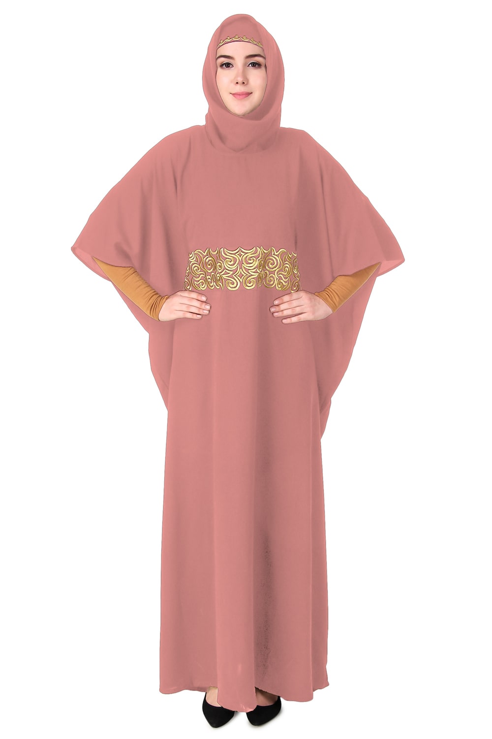 Hand Gold Embroidered Waist Design Kaftan