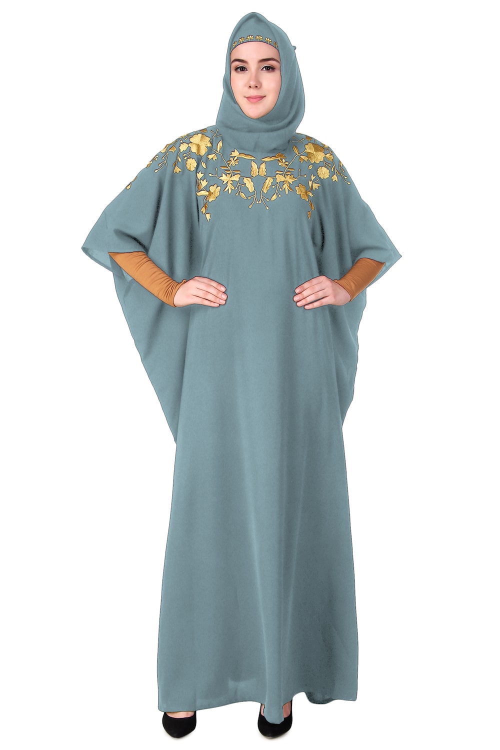 Beautiful Hand Embroidered Floral Kaftan