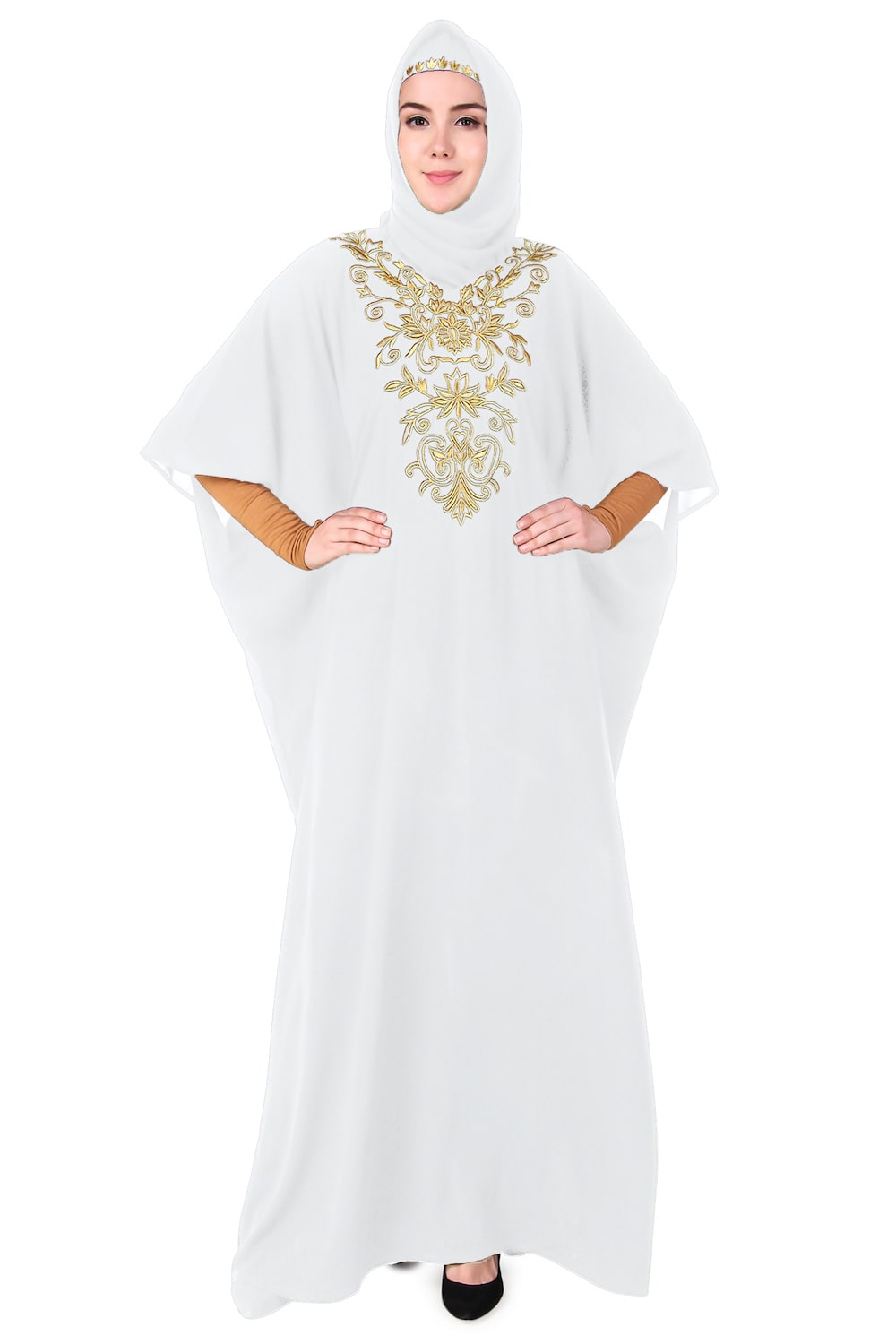 Embroidered Floral Gold Festive Kaftan