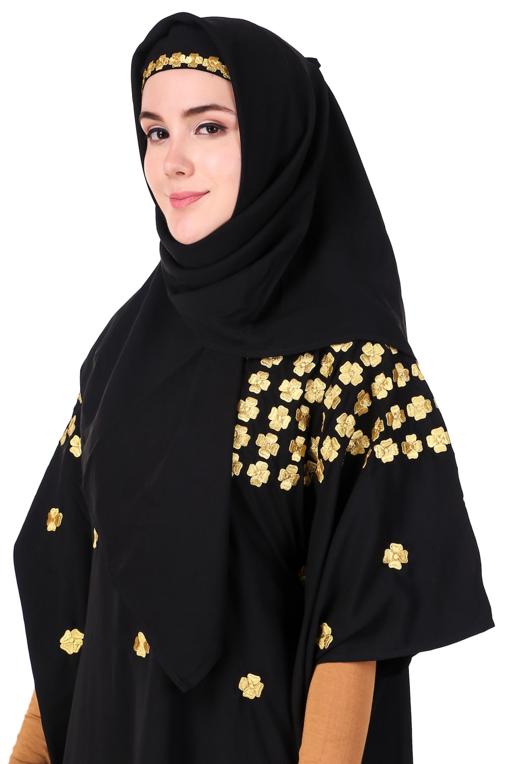 Multi Flower Motif Gold Embroidered Fancy Kaftan