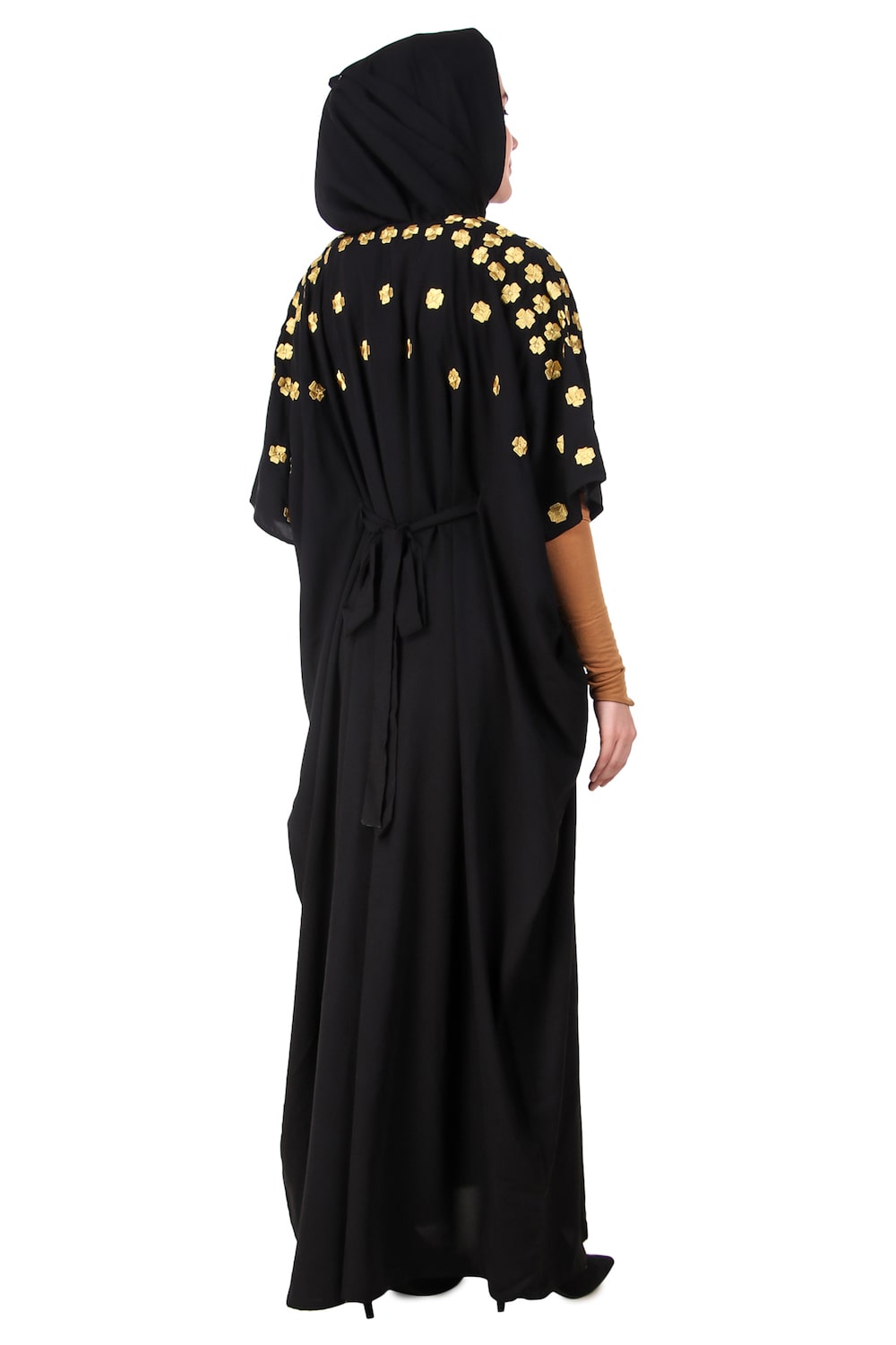 Multi Flower Motif Gold Embroidered Fancy Kaftan