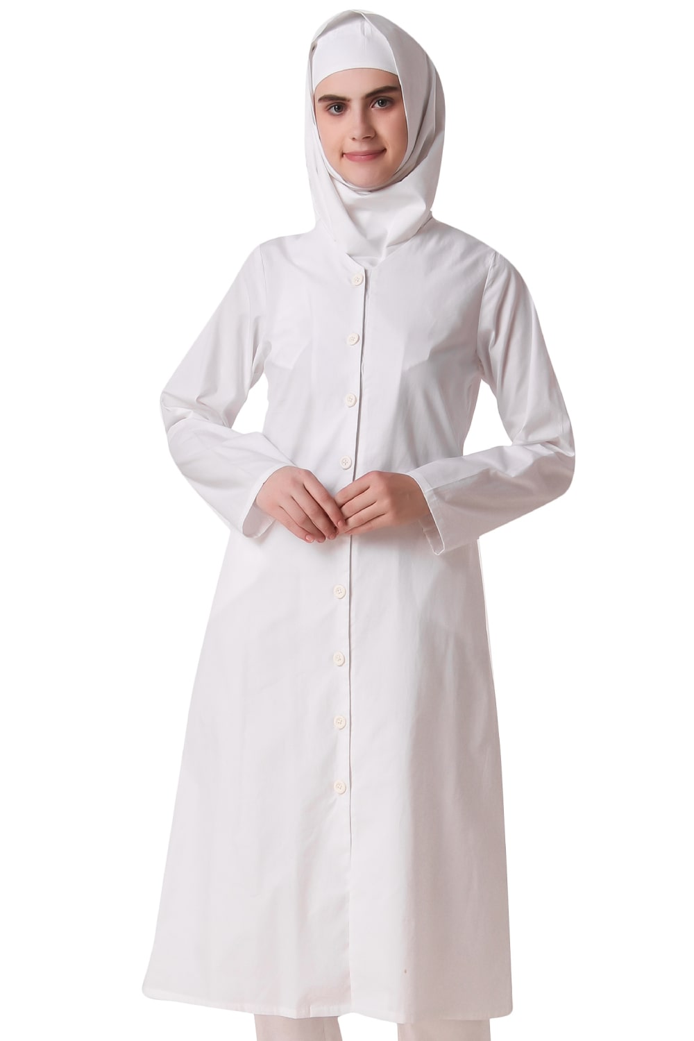 Faraza White Front Open Cotton Tunic