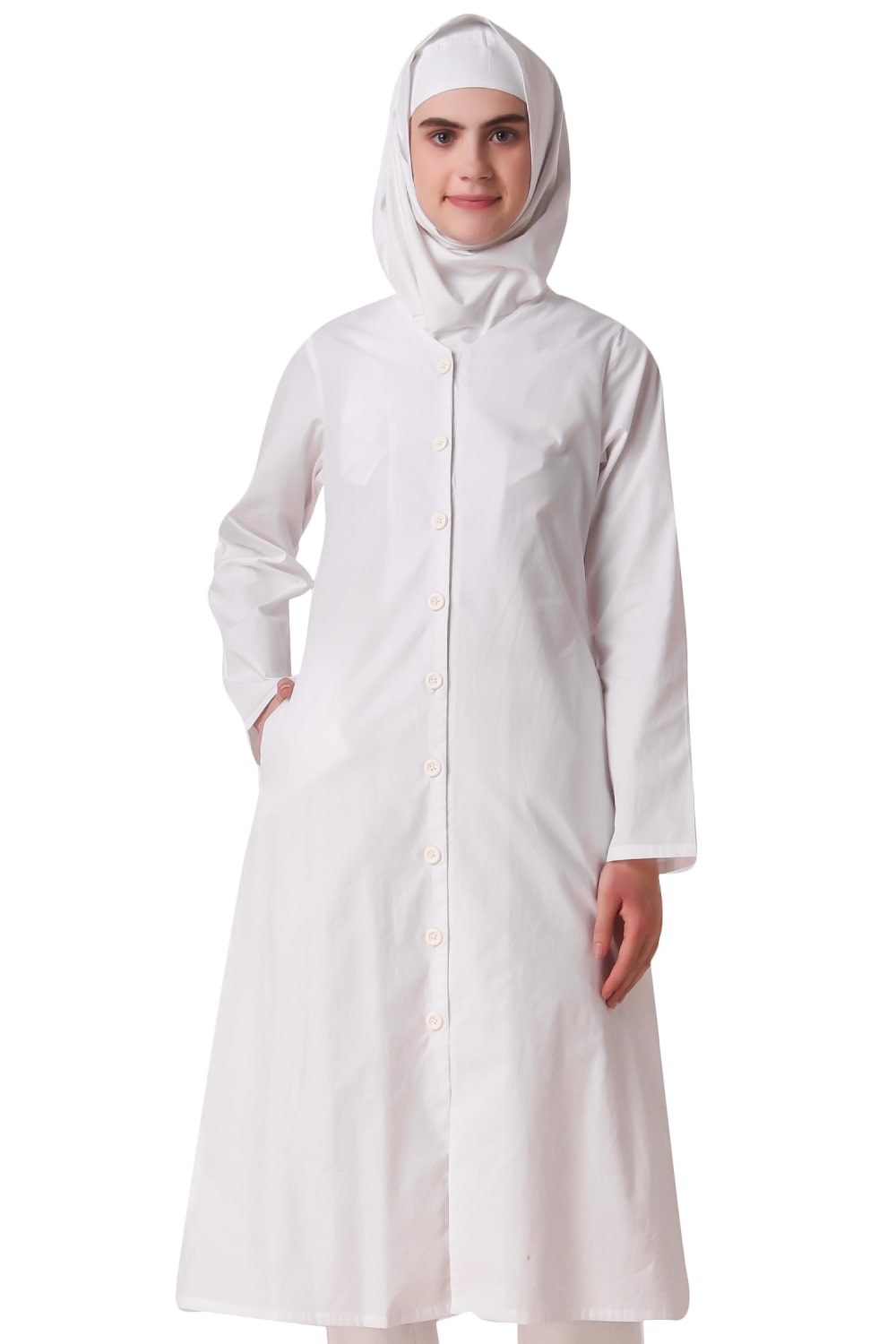 Faraza White Front Open Cotton Tunic