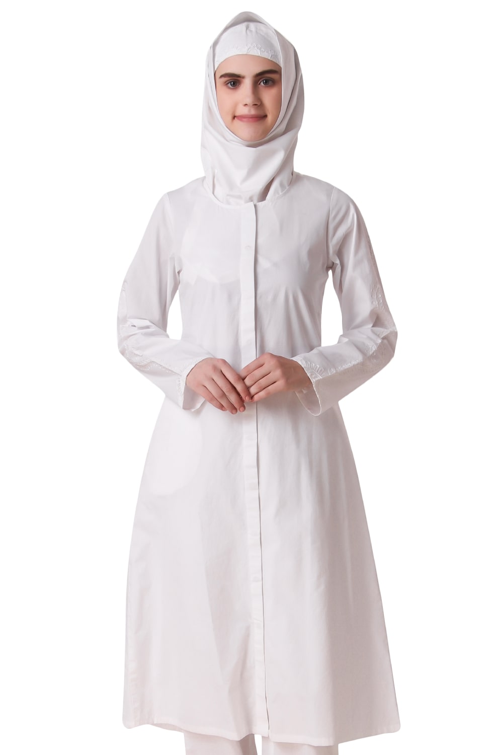 White Front Open Cotton Tunic