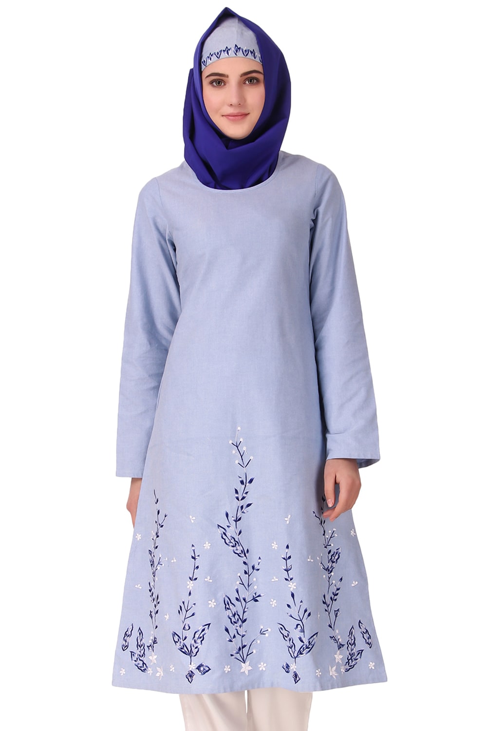 Blue Cotton Embroidered Tunic