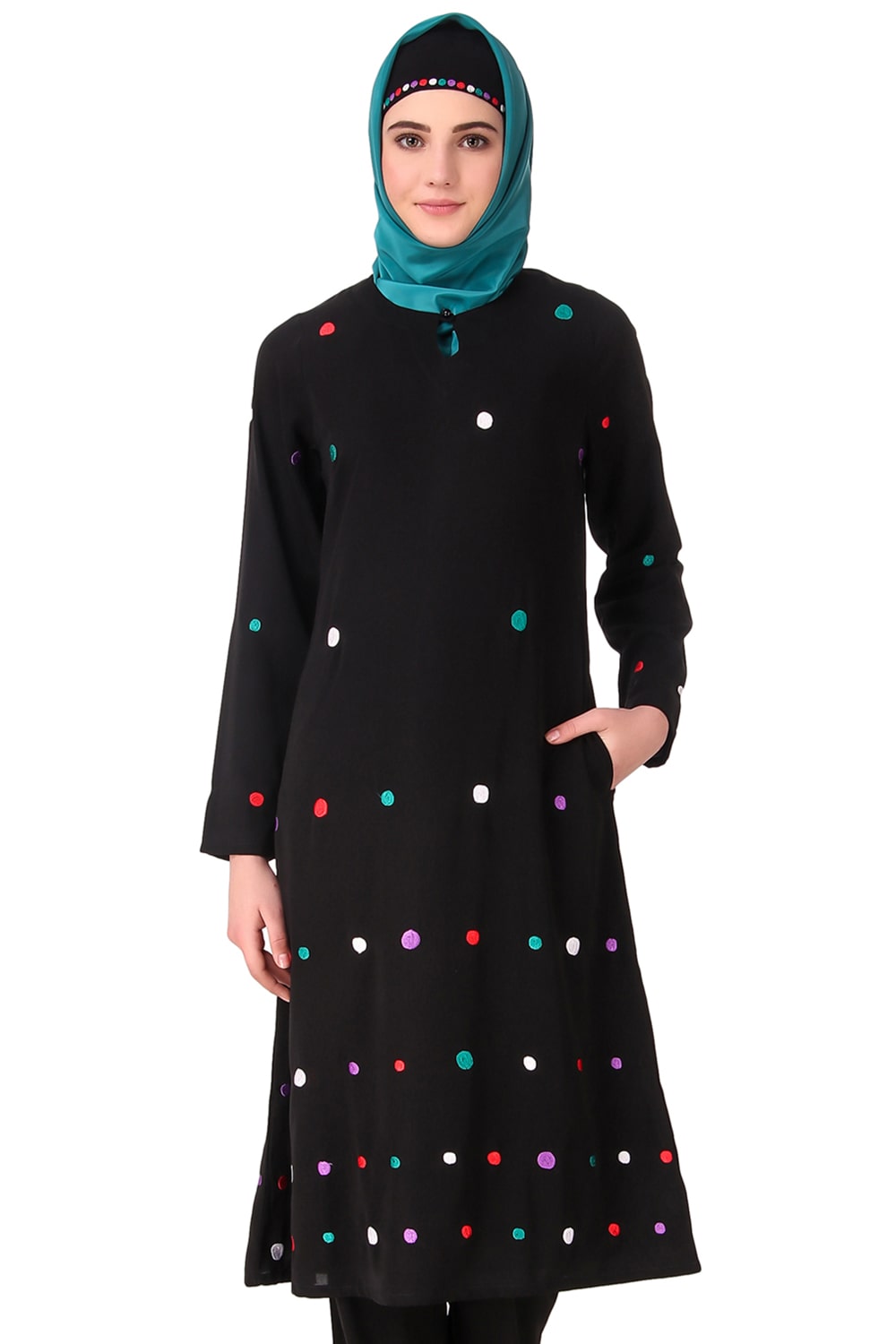 Colorful Embroidered Polka Dot Tunic