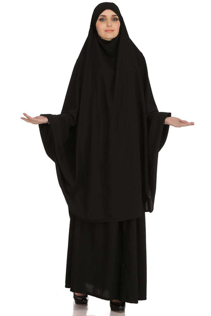 Free Size Jilbab/Khimar & Skirt Set In Breathable Nida Fabric