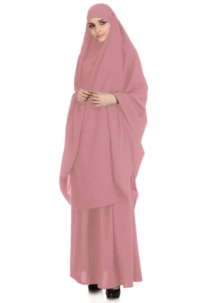 Free Size Jilbab/Khimar & Skirt Set In Breathable Nida Fabric