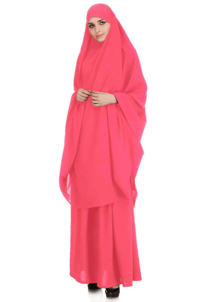 Free Size Jilbab/Khimar & Skirt Set In Breathable Nida Fabric