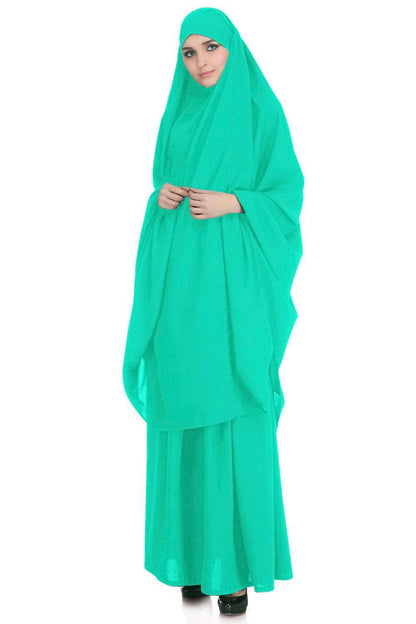 Free Size Jilbab/Khimar & Skirt Set In Breathable Nida Fabric