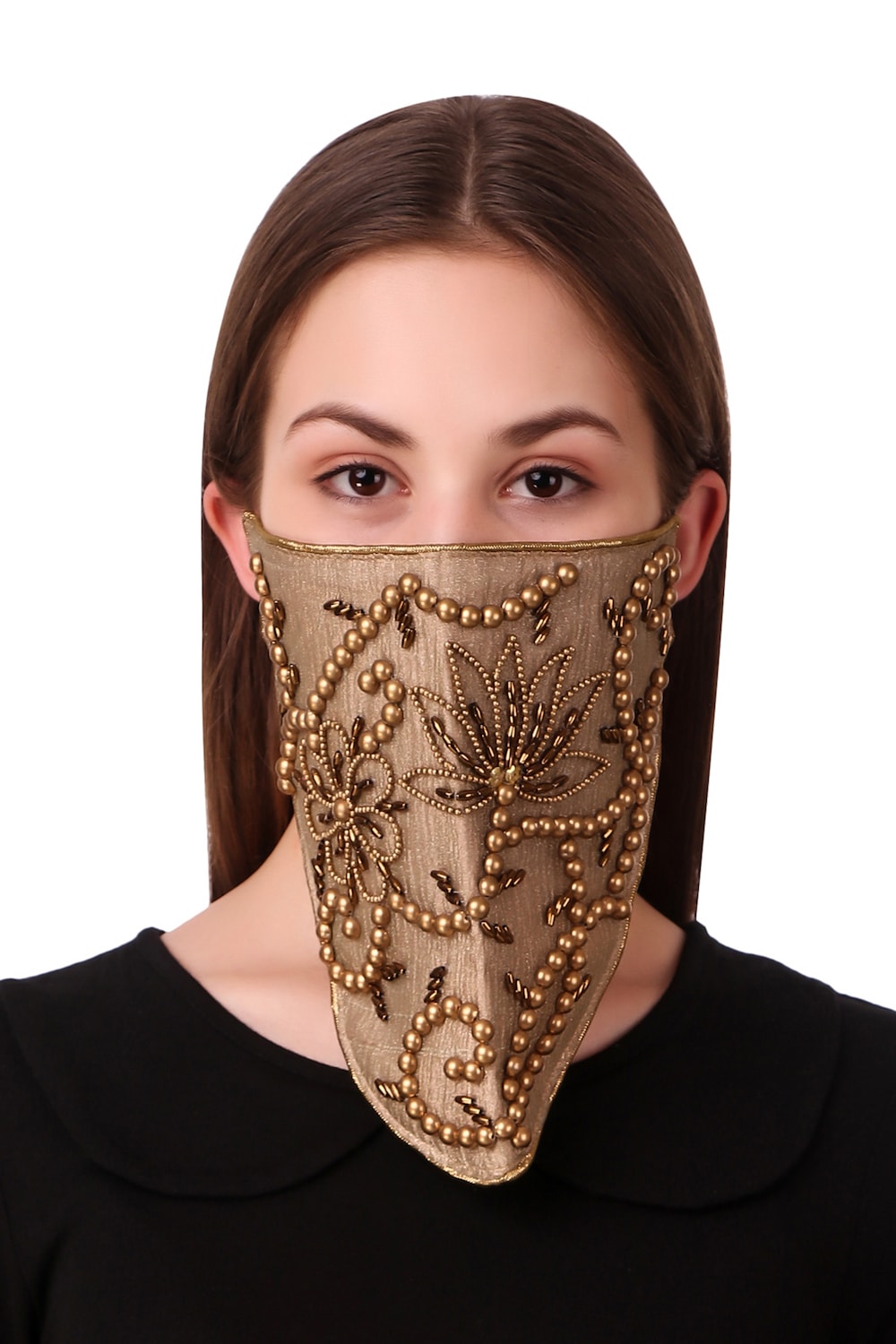 Hand Embroidered Silk Tissue Veil Style Face Mask