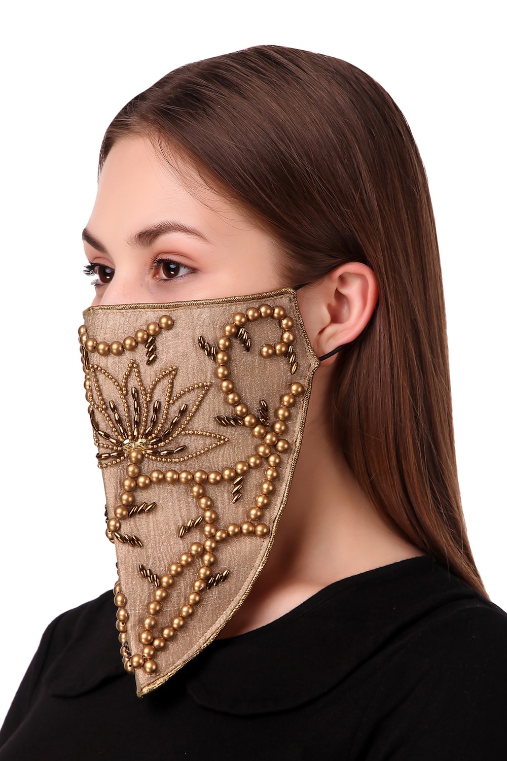 Hand Embroidered Silk Tissue Veil Style Face Mask