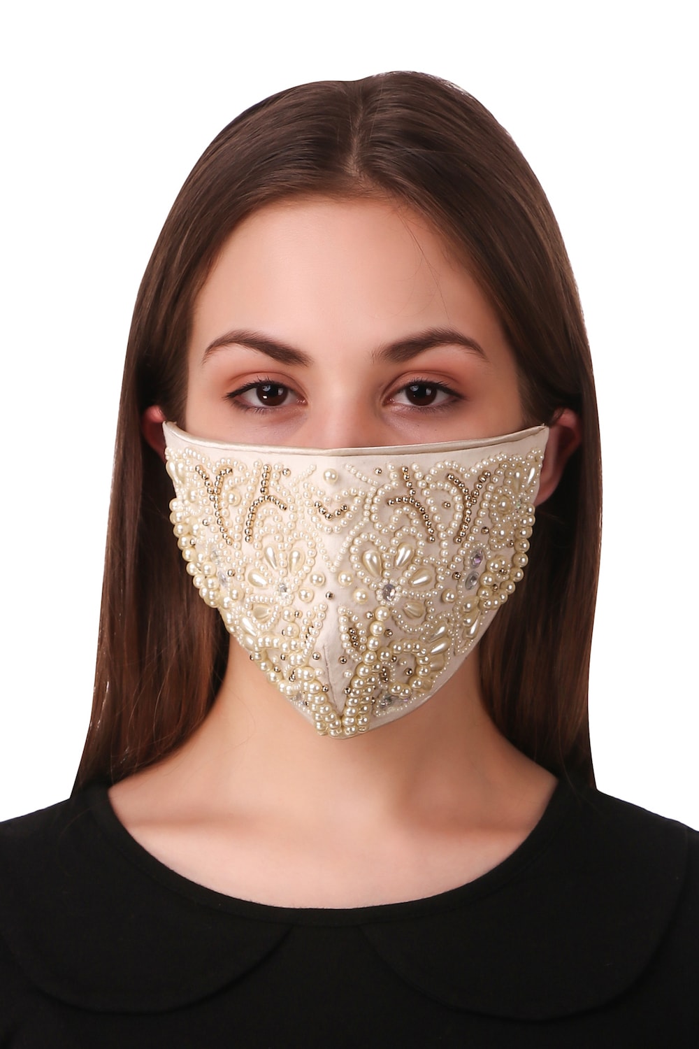 Bead Net Mask Buy Hand Pearl Bead Embroidery Cotton Face Mask Online – MyBatua.com