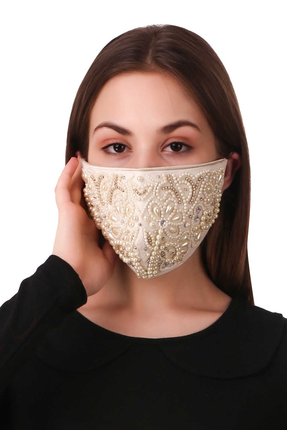 Hand Pearl Bead Embroidery Cotton Face Mask