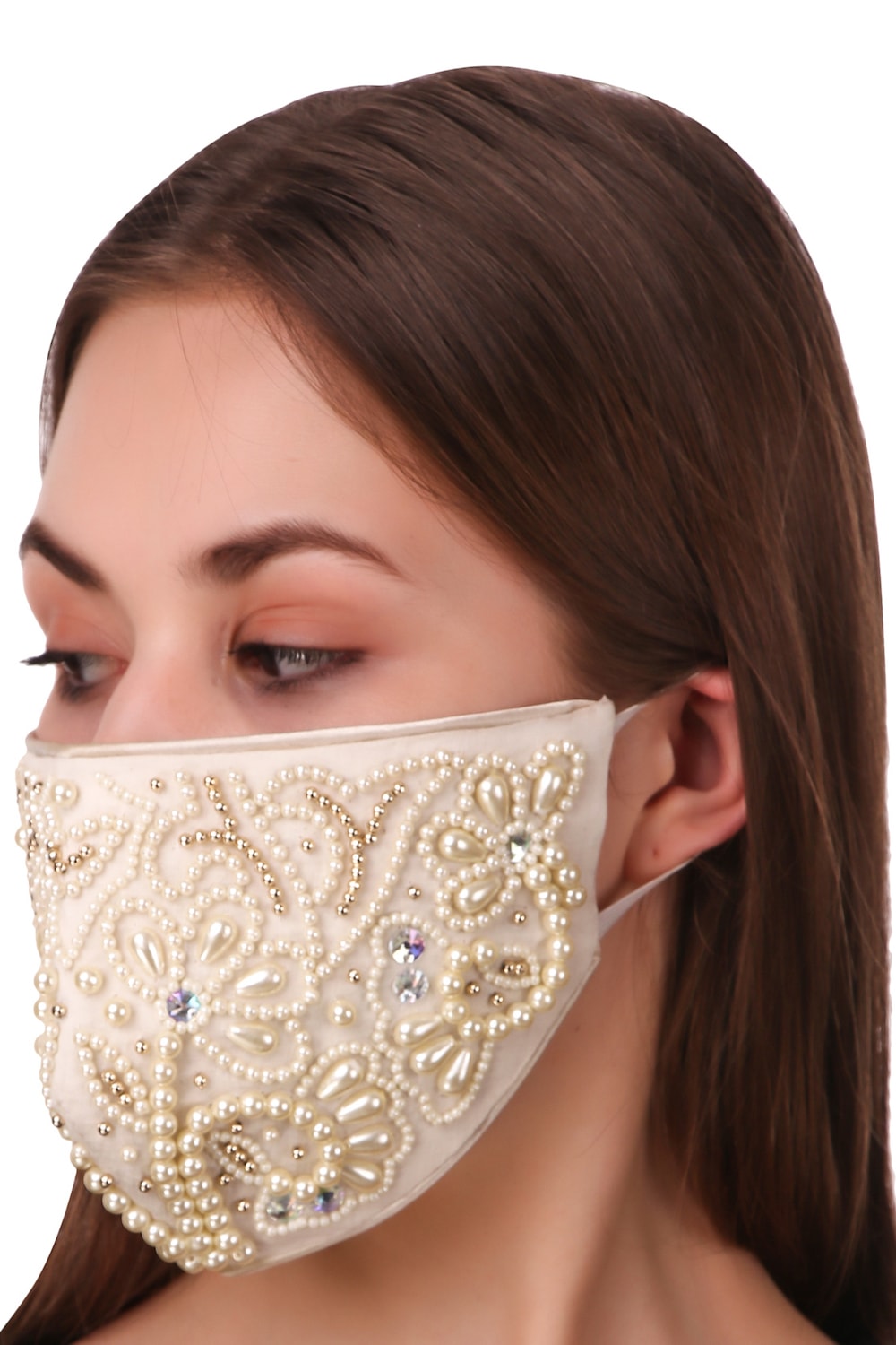 Hand Pearl Bead Embroidery Cotton Face Mask