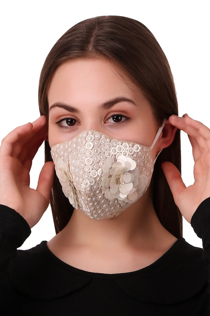 Buy Hand Sequence Embroidered Jute Face Mask Online – MyBatua.com