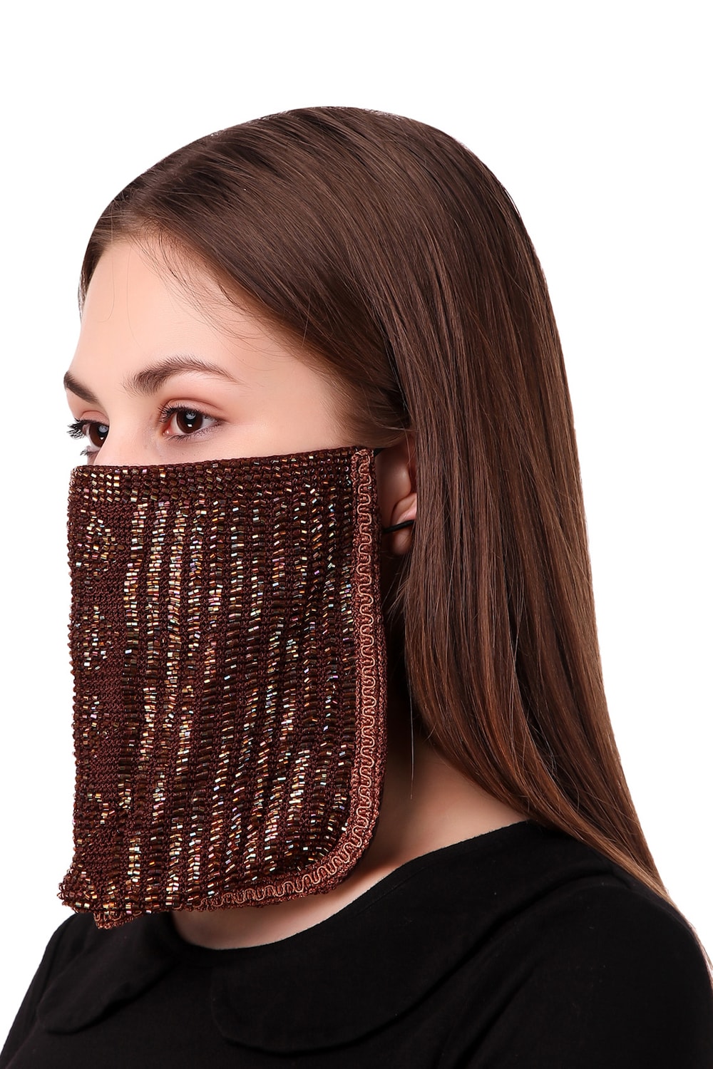 Cut Beaded Hand Crochet Veil Style Face Mask