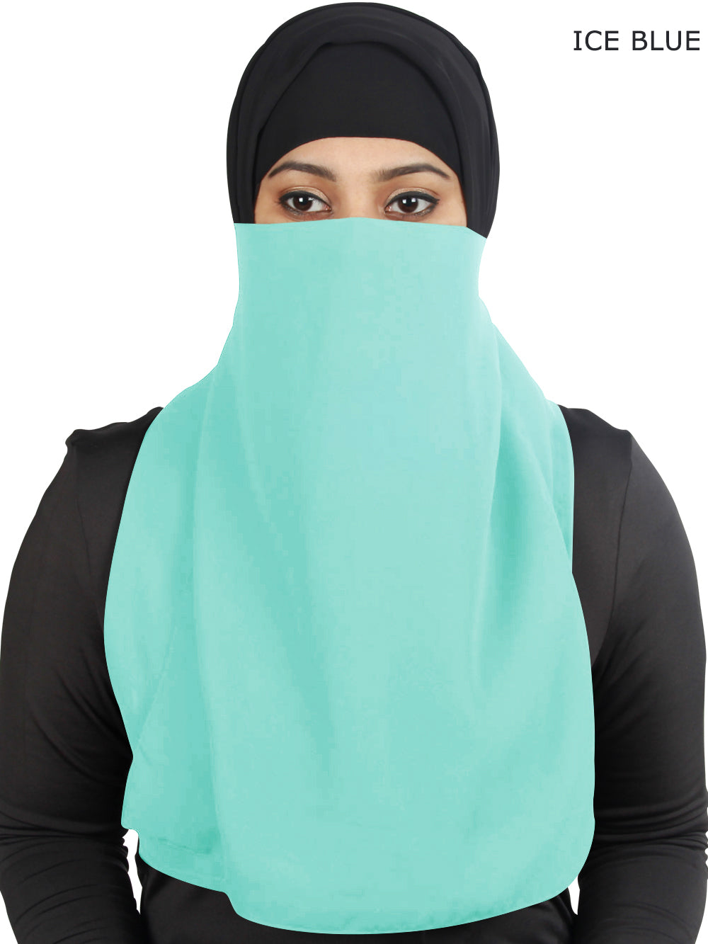 Half Niqab-Nosepiece In Black Georgette