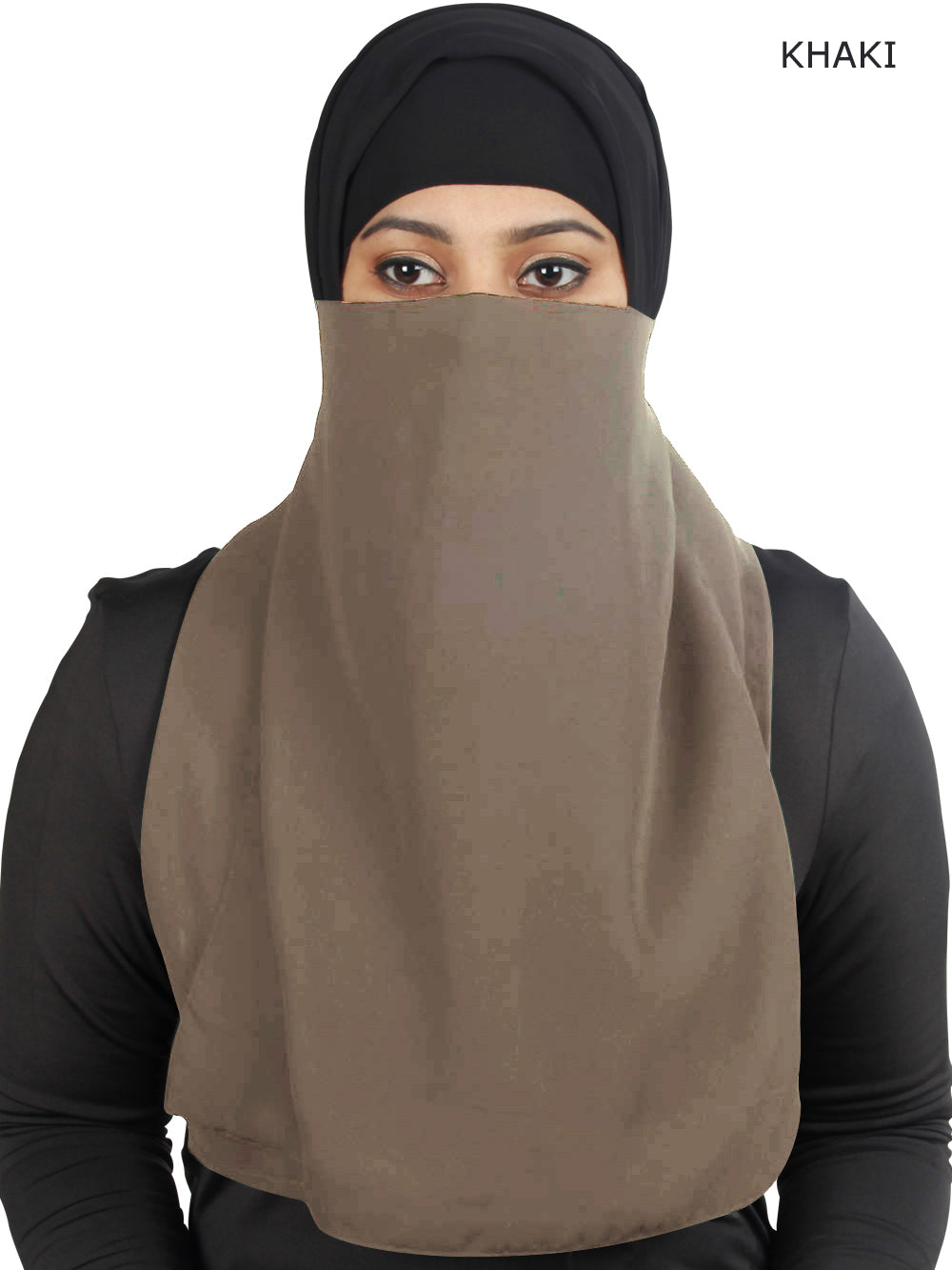 Half Niqab-Nosepiece In Black Georgette