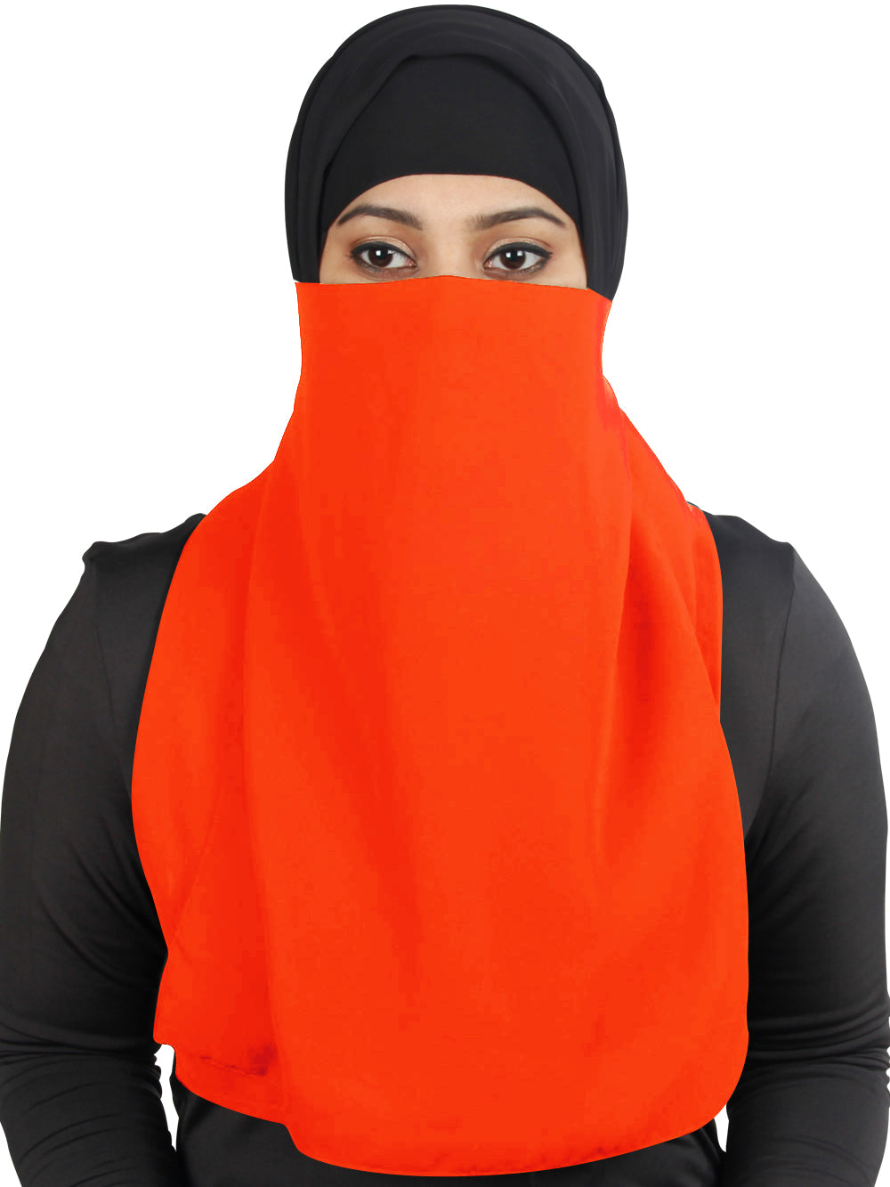 Half Niqab-Nosepiece In Black Georgette