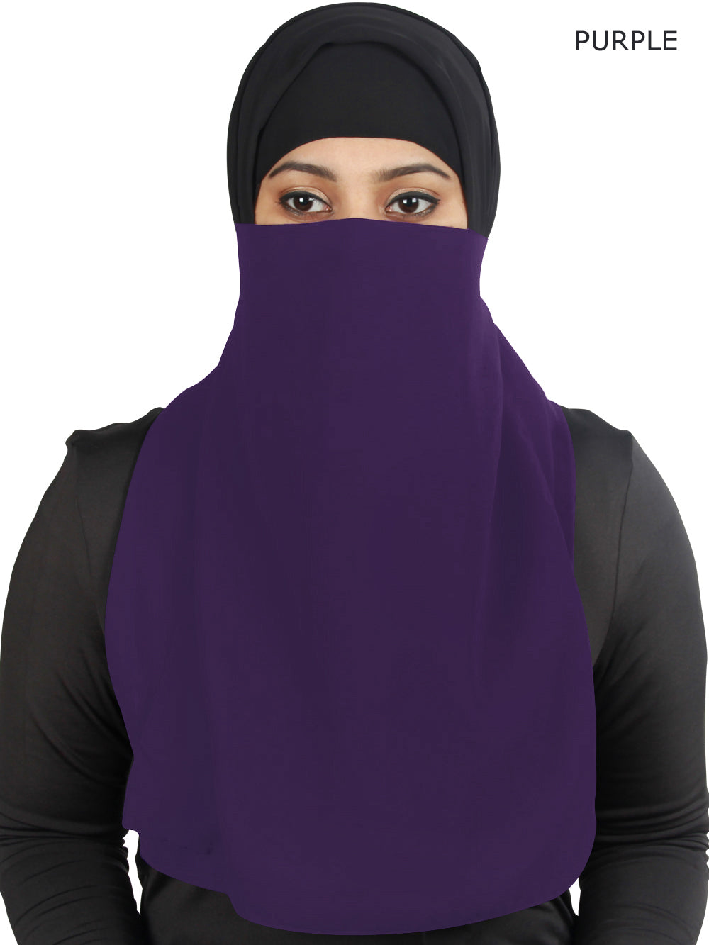 Half Niqab-Nosepiece In Black Georgette