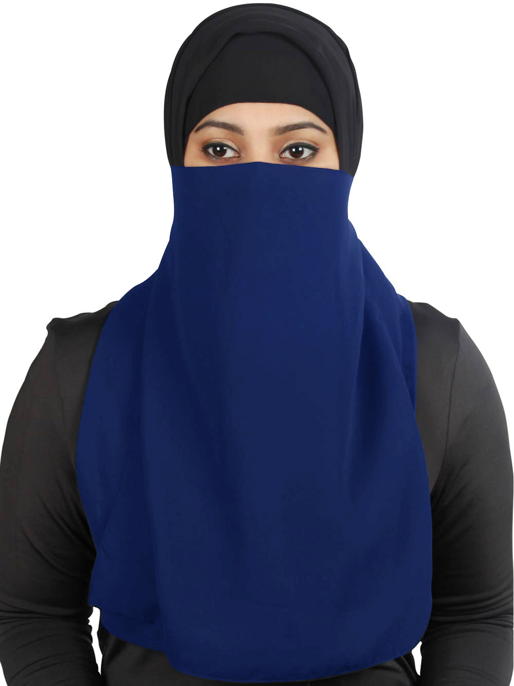 Half Niqab-Nosepiece In Black Georgette