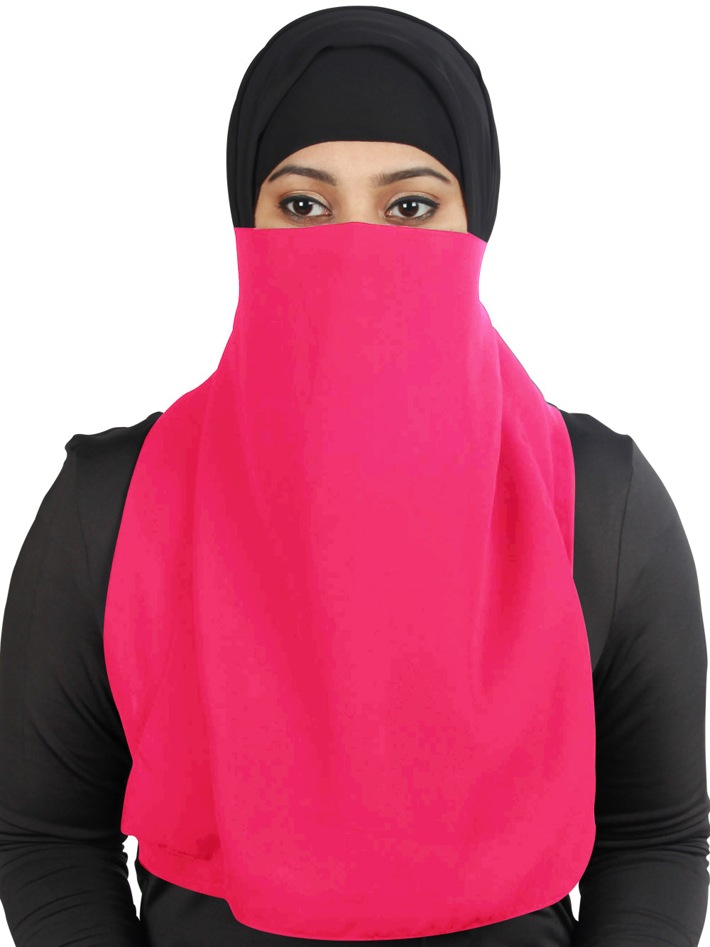 Half Niqab-Nosepiece In Black Georgette