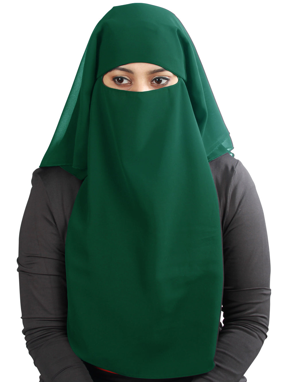 3 Layers Niqab In Black Georgette