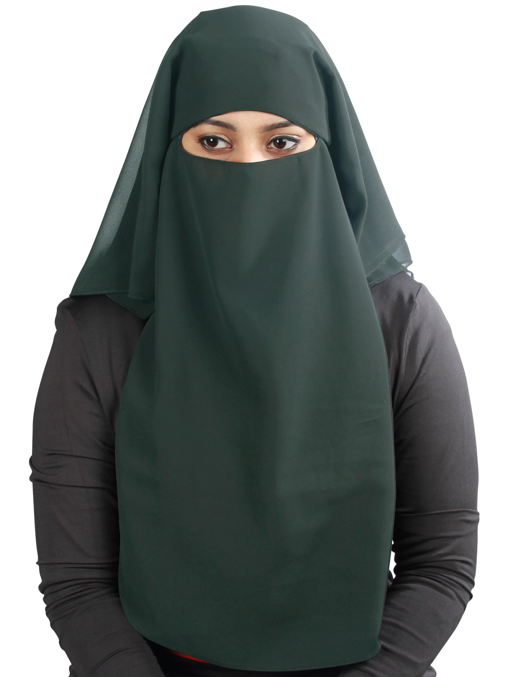 3 Layers Niqab In Black Georgette