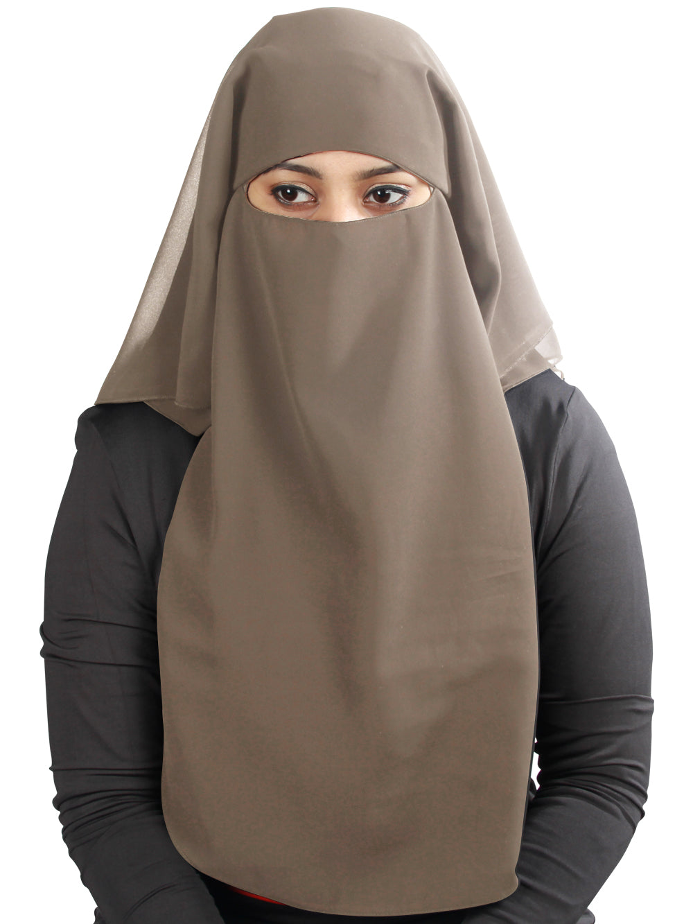 3 Layers Niqab In Black Georgette