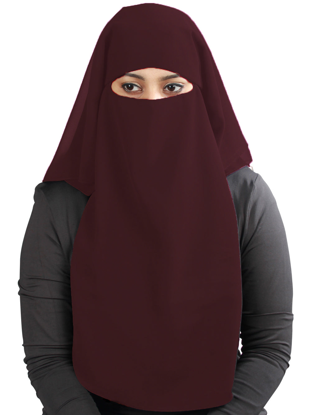 3 Layers Niqab In Black Georgette