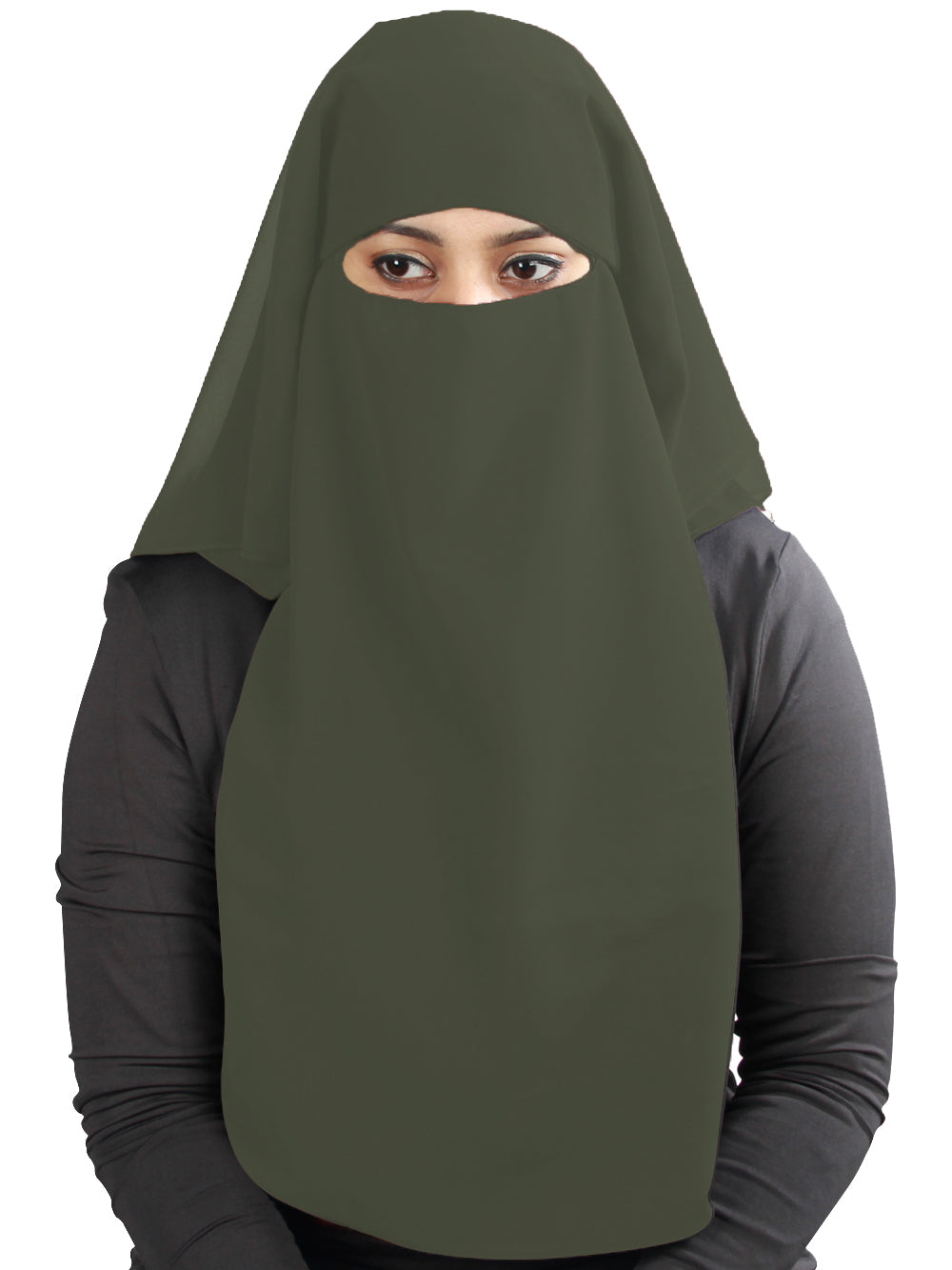 3 Layers Niqab In Black Georgette