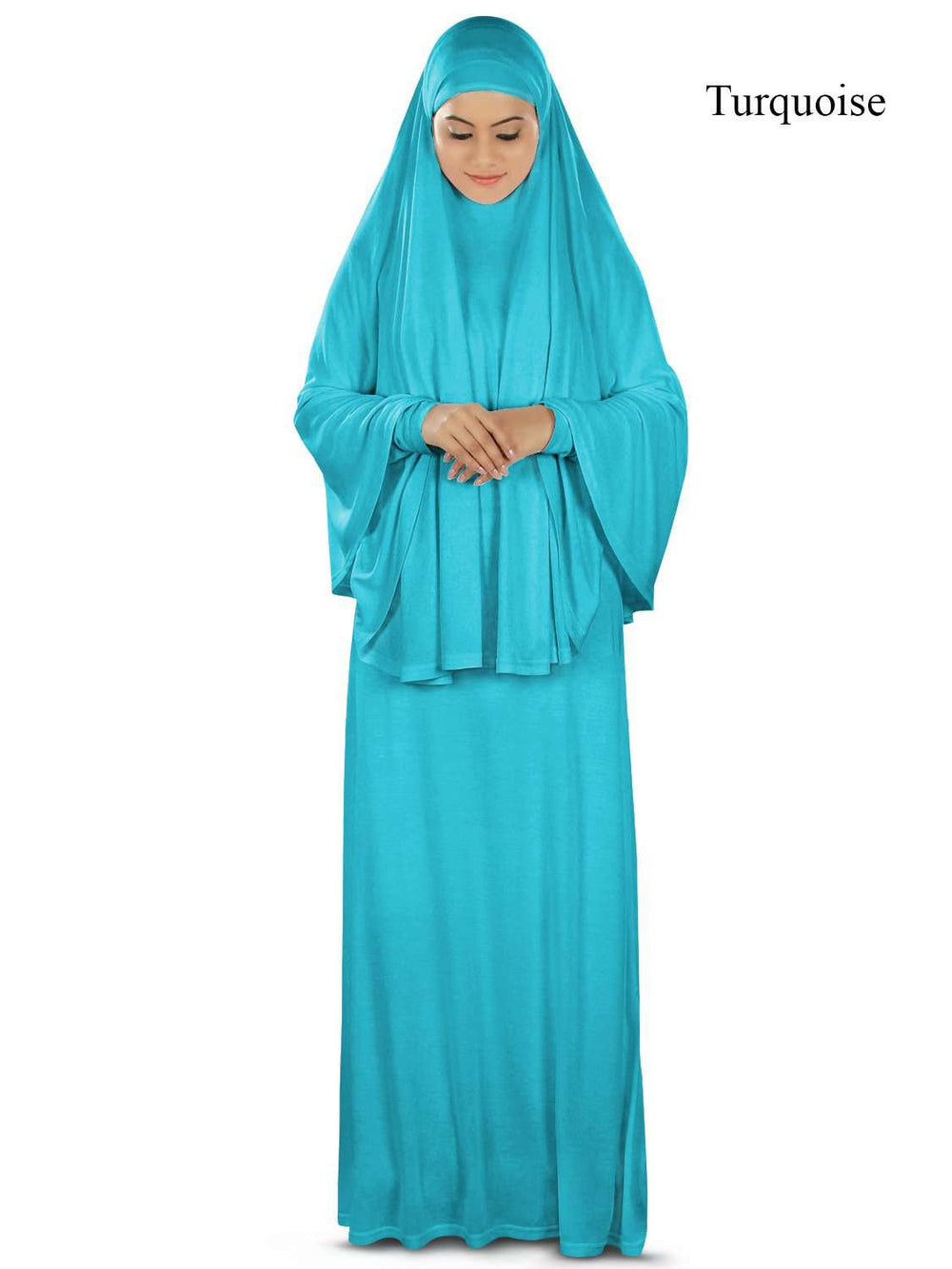 Dua Prayer Set (Khimar + Full Sleeve Dress)  - Soft Viscose Jersey