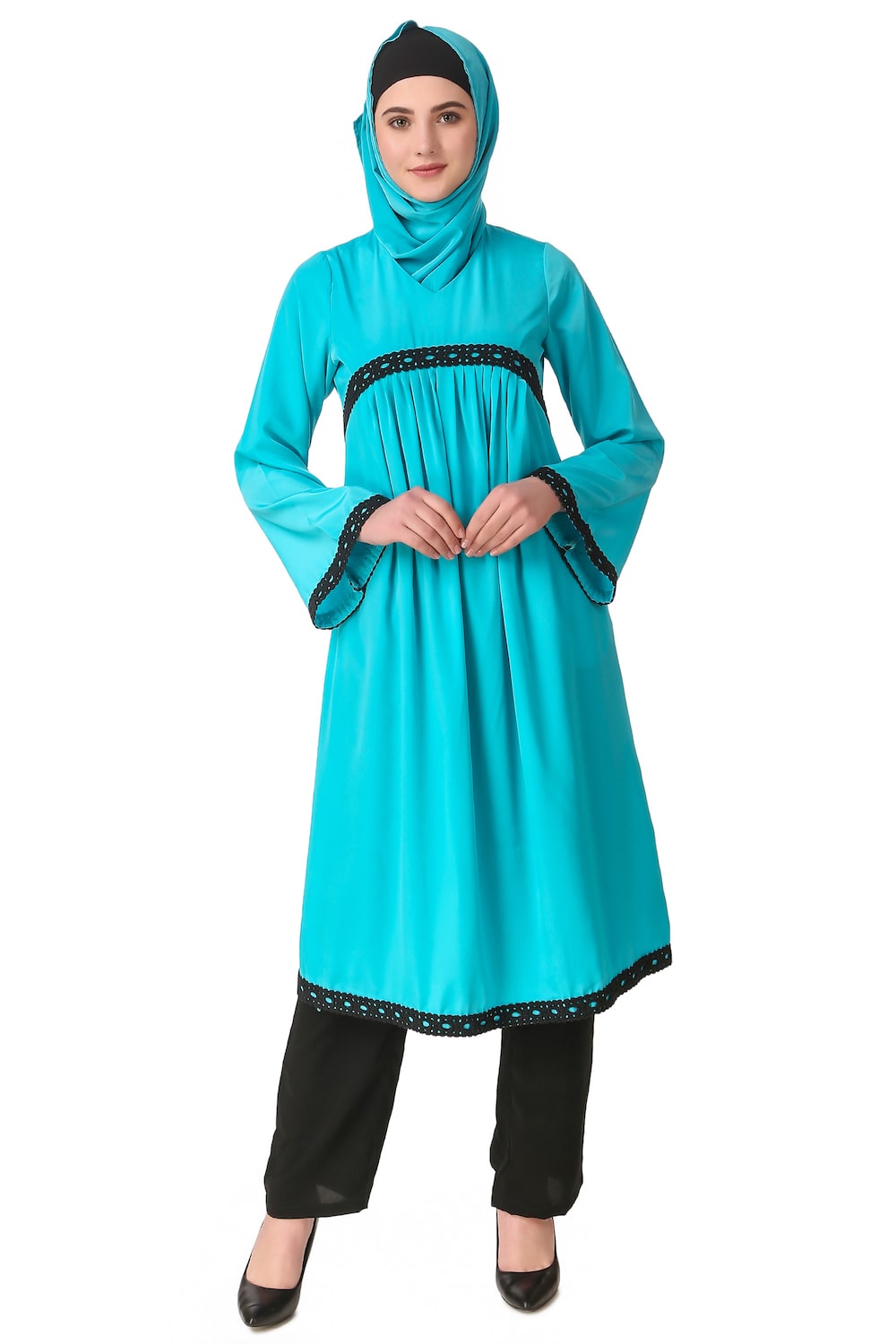 Makalah Maternity Turquoise Crepe Salwar Kameez