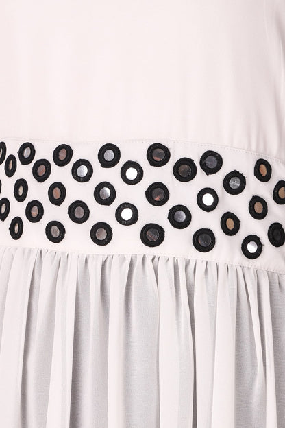 Taybah Fancy White and Black Flower Net and Nida Salwar Kameez