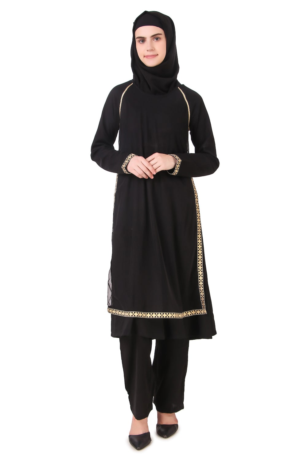 Najdah Black Nida & Net Umbrella Salwar Kameez