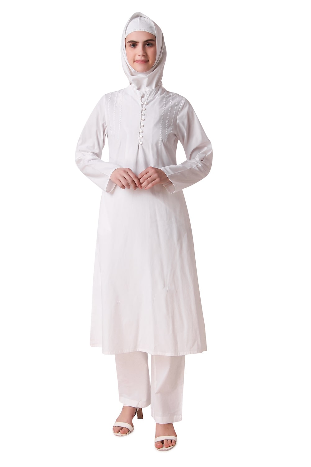 Hajna White Cotton Salwar Kameez