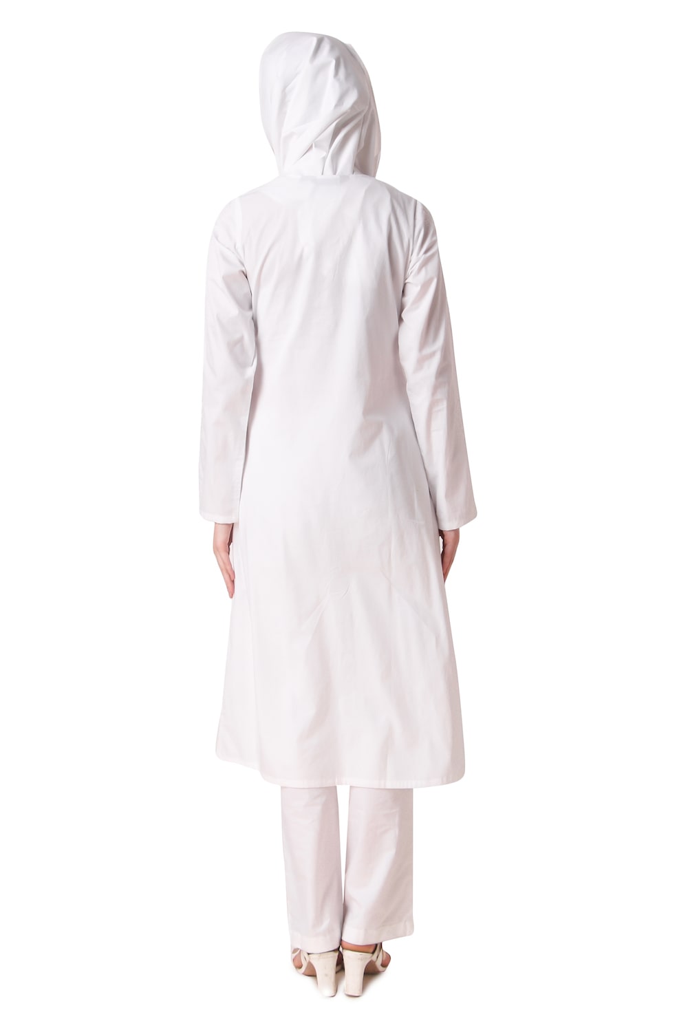 Huma White Front Open Cotton Salwar Kameez