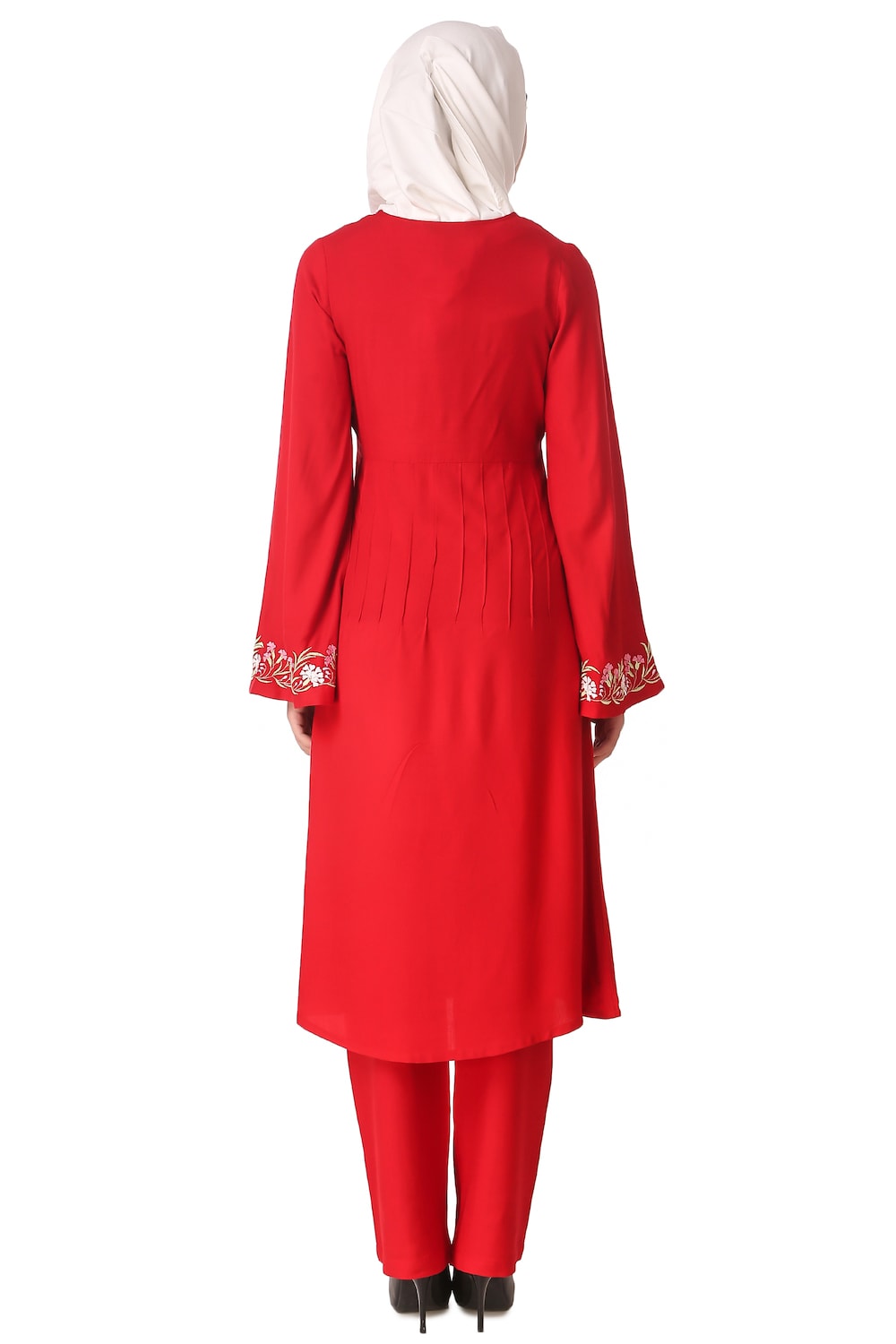 Red Bell Sleeve Rayon Salwar Kameez
