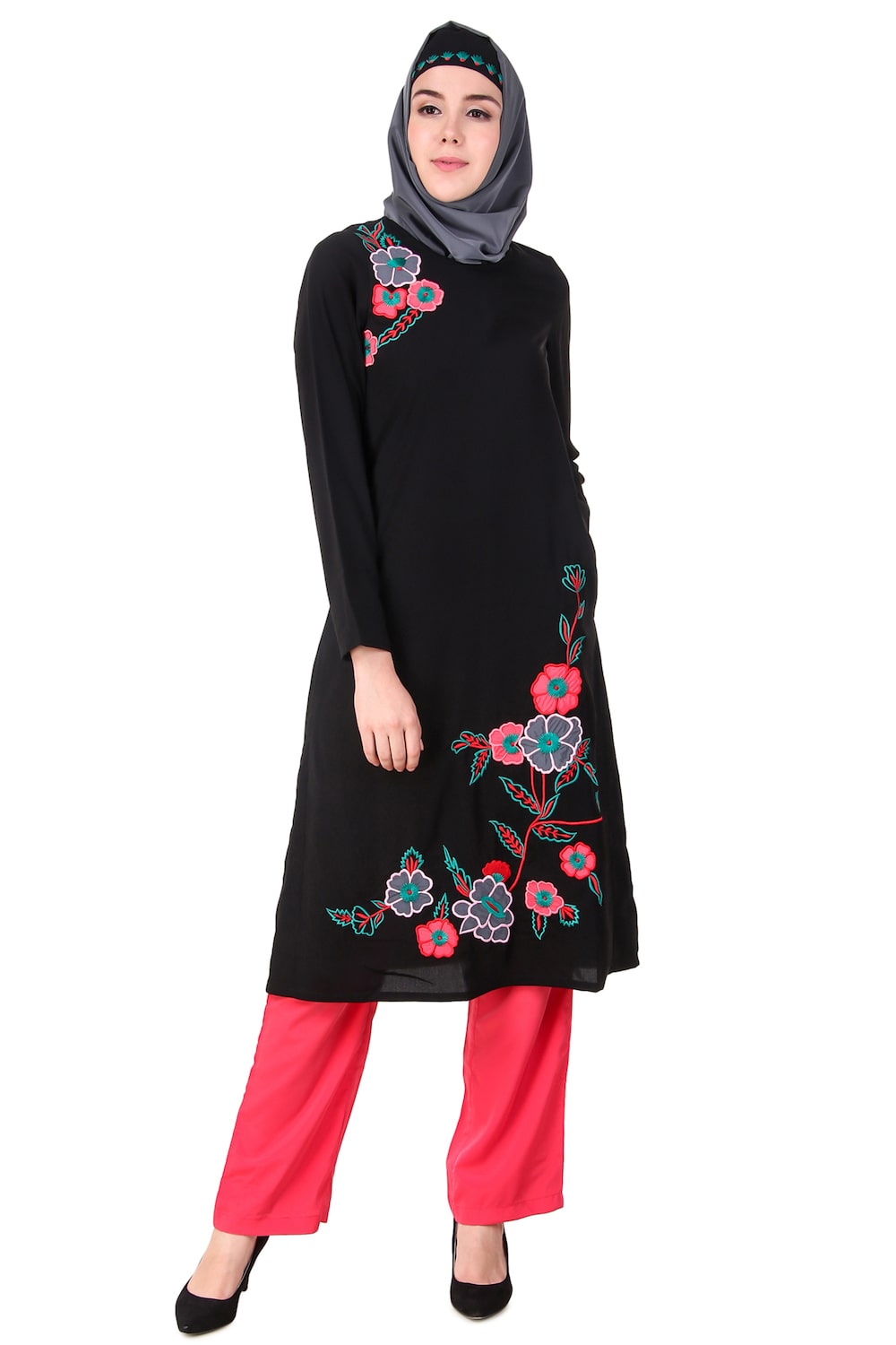 Floral Patch Work A-Line Salwar Kameez