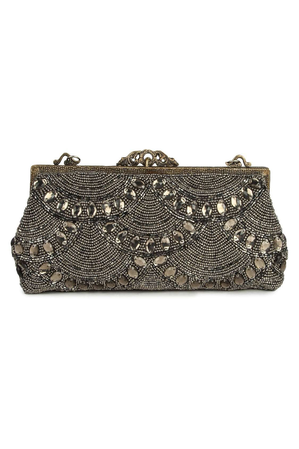 Emma Antique Silver Brass Frame Handbag
